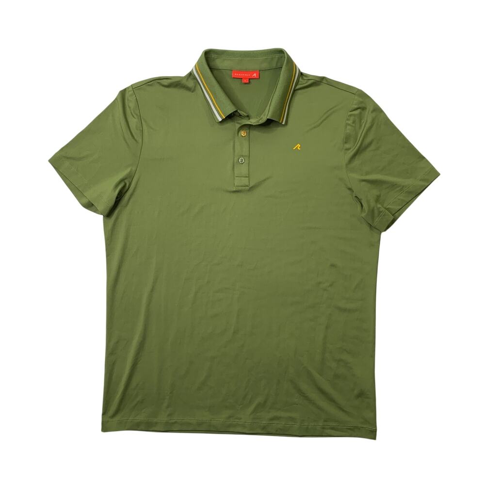 Redvanly Polo Shirt Men L Large Gecko Green Contrast Tipping Collar Stretch Golf